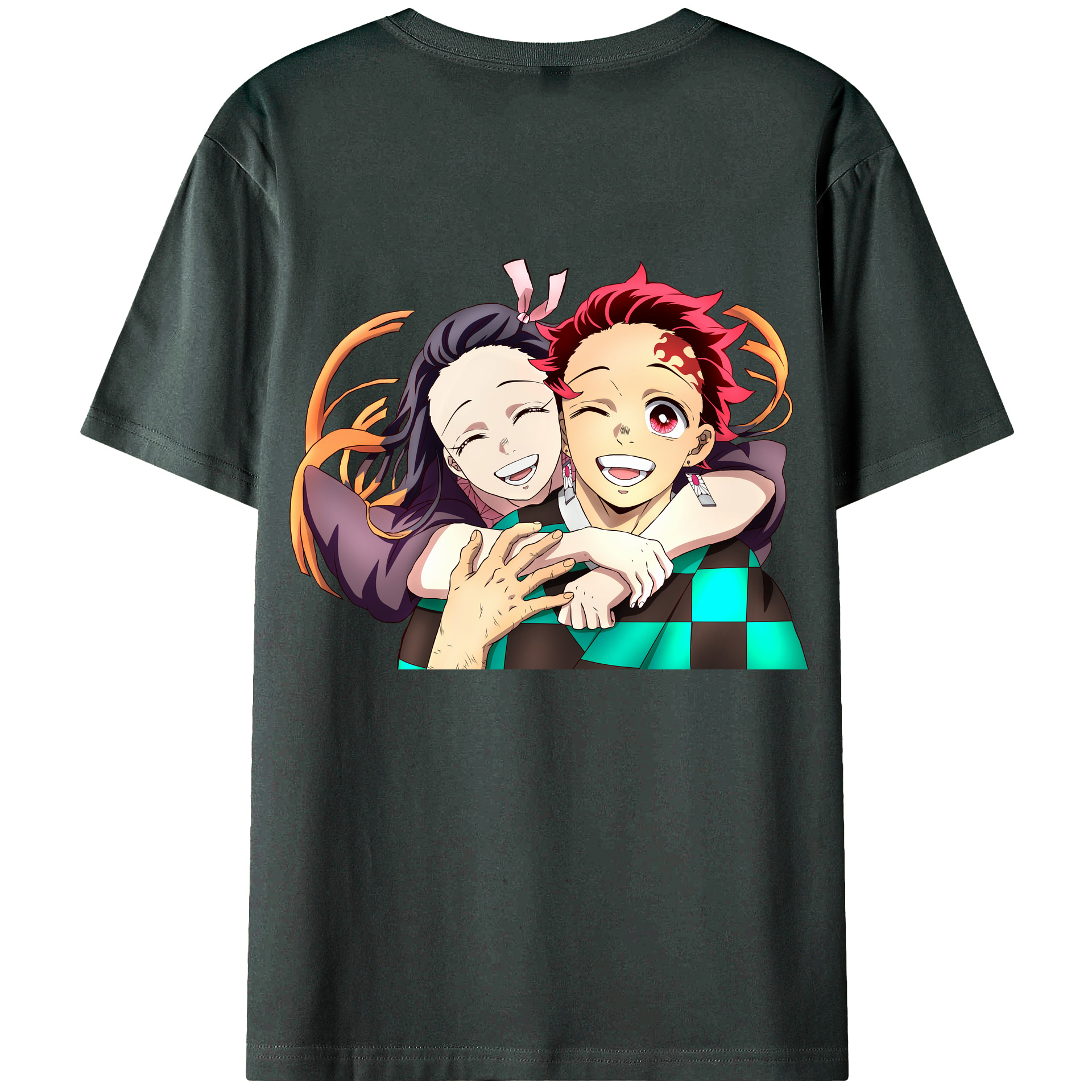 （画像用） 鬼滅の刃（きめつのやいば）竈門 禰󠄀豆子／かまど ねずこ Kamado Nezuko 綿100％ メンズ半袖Tシャツ（バックプリント） 通気性